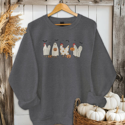 Holiday Shirt Adult Sweatshirt / Dark Heather / S Ghostly Chickens Halloween Shirt