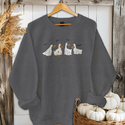 Holiday Shirt Adult Sweatshirt / Dark Heather / S Ghostly Geese Halloween Shirt