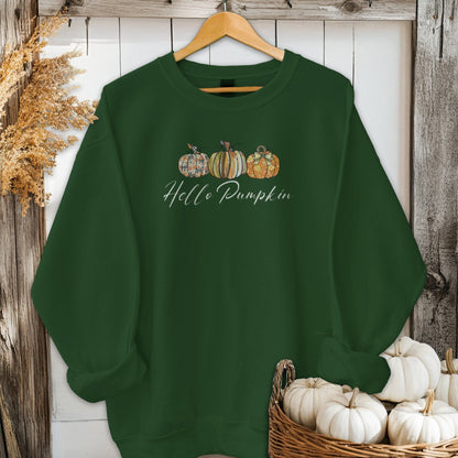 Holiday Shirt Adult Sweatshirt / Forest Green / S Hello Pumpkin Fall Shirt