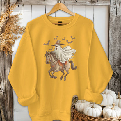 Holiday Shirt Adult Sweatshirt / Gold / S Ghost Riding Horse Halloween Shirt