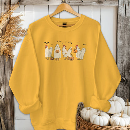 Holiday Shirt Adult Sweatshirt / Gold / S Ghostly Chickens Halloween Shirt