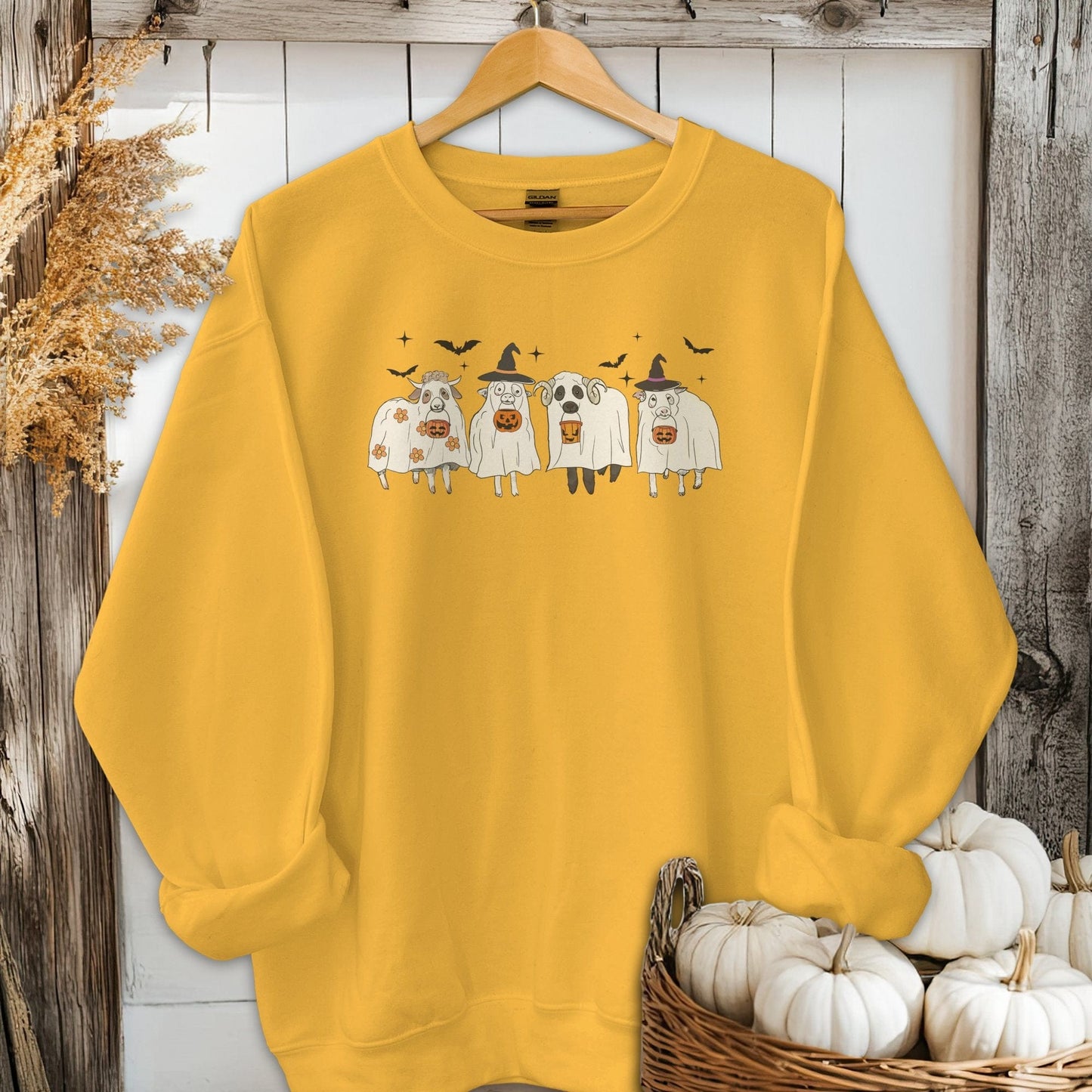 Holiday Shirt Adult Sweatshirt / Gold / S Ghostly Sheep Halloween Shirt