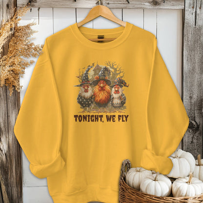 Holiday Shirt Adult Sweatshirt / Gold / S Halloween Witch Chickens Shirt