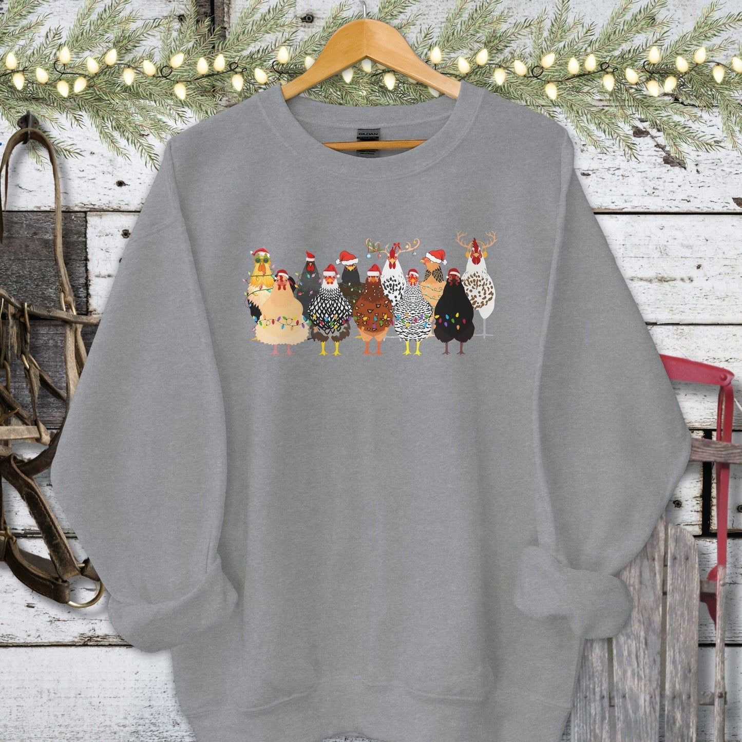 Holiday Shirt Adult Sweatshirt / Graphite Heather / S Festive Chickens Shirt