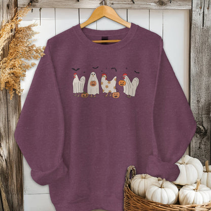 Holiday Shirt Adult Sweatshirt / Heather Sport Dark Maroon / S Ghostly Chickens Halloween Shirt