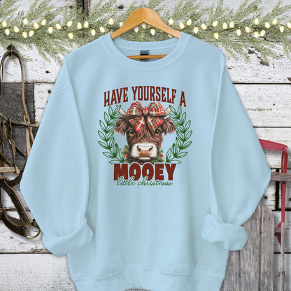 Holiday Shirt Adult Sweatshirt / Light Blue / S Mooey Little Christmas Shirt