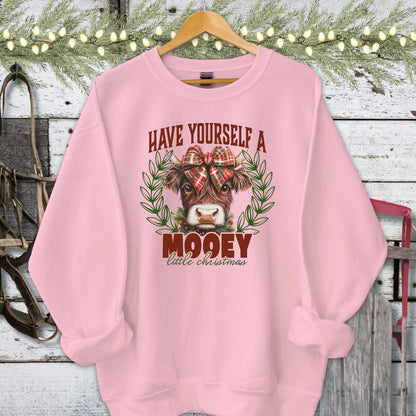 Holiday Shirt Adult Sweatshirt / Light Pink / S Mooey Little Christmas Shirt