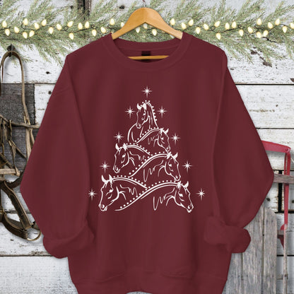 Holiday Shirt Adult Sweatshirt / Maroon / S Horse Art Christmas Shirt