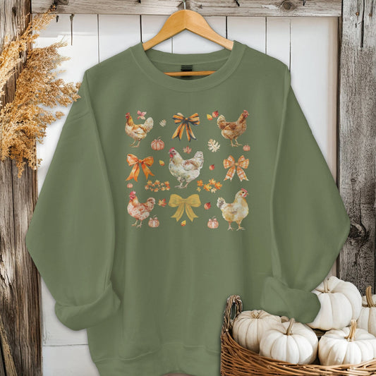 Holiday Shirt Adult Sweatshirt / Military Green / S Chickens and Bows Fall Shirt