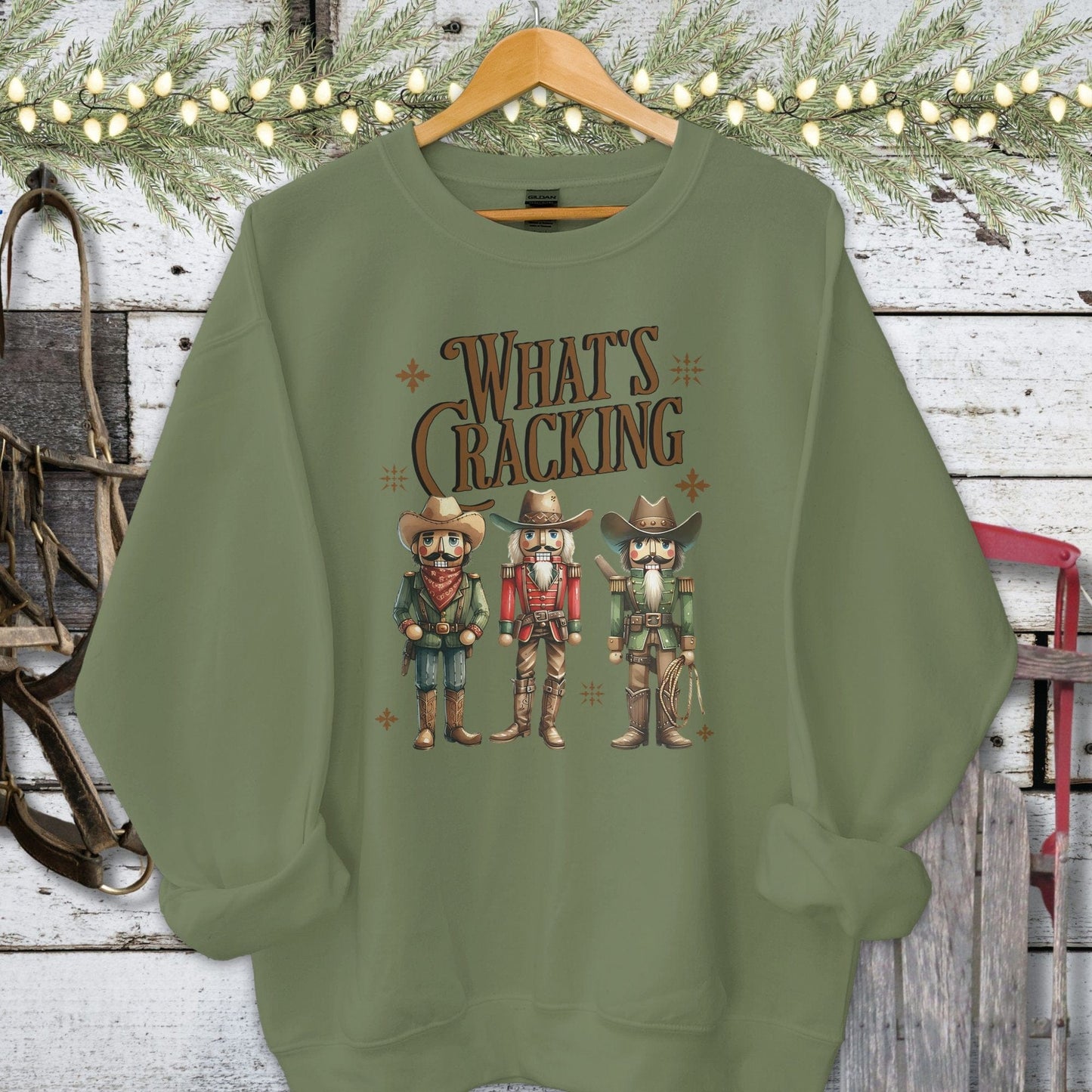 Holiday Shirt Adult Sweatshirt / Military Green / S What's Cracking Shirt