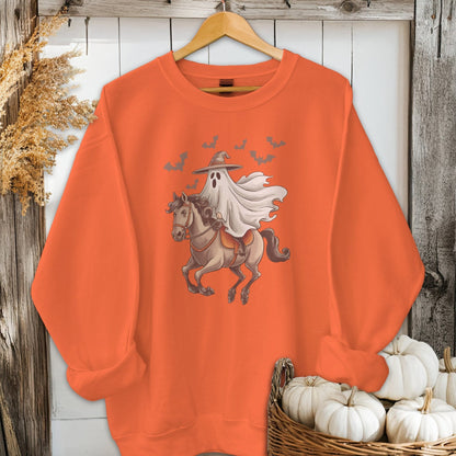 Holiday Shirt Adult Sweatshirt / Orange / S Ghost Riding Horse Halloween Shirt