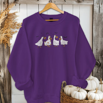 Holiday Shirt Adult Sweatshirt / Purple / S Ghostly Geese Halloween Shirt