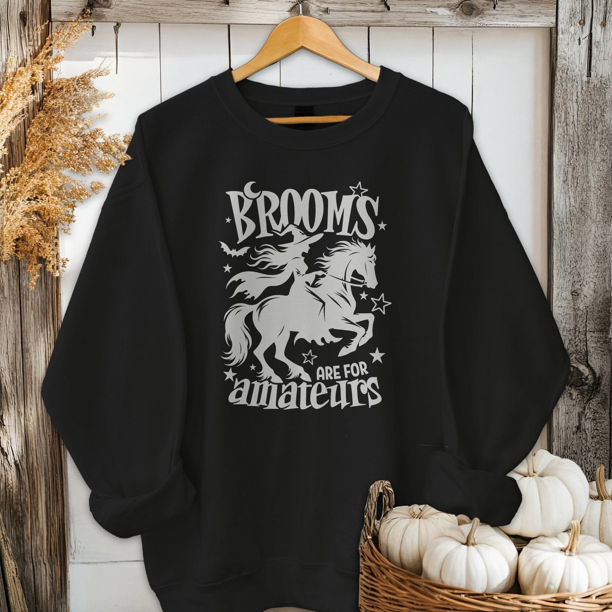 Holiday Shirt Adult Sweatshirt / S / Black Brooms Are For Amateurs Halloween Shirt