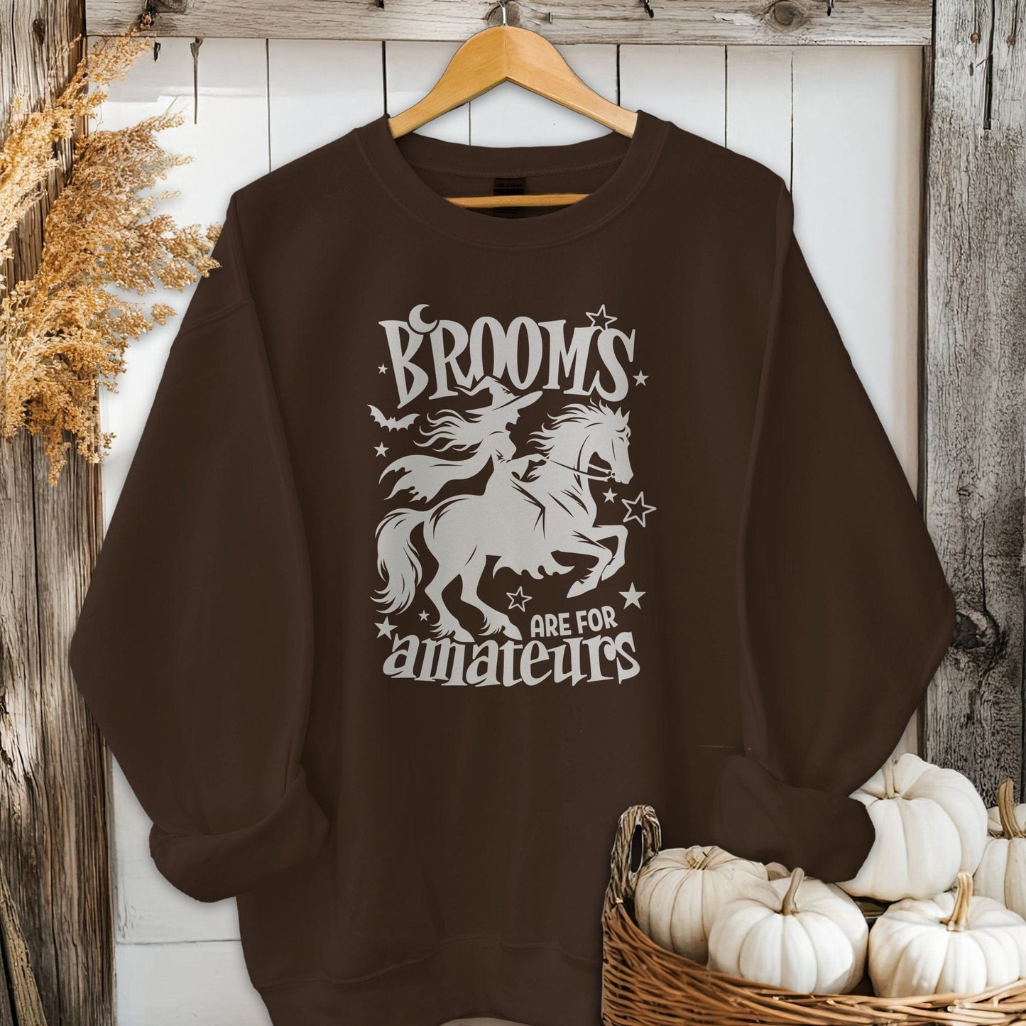 Holiday Shirt Adult Sweatshirt / S / Dark Chocolate Brooms Are For Amateurs Halloween Shirt