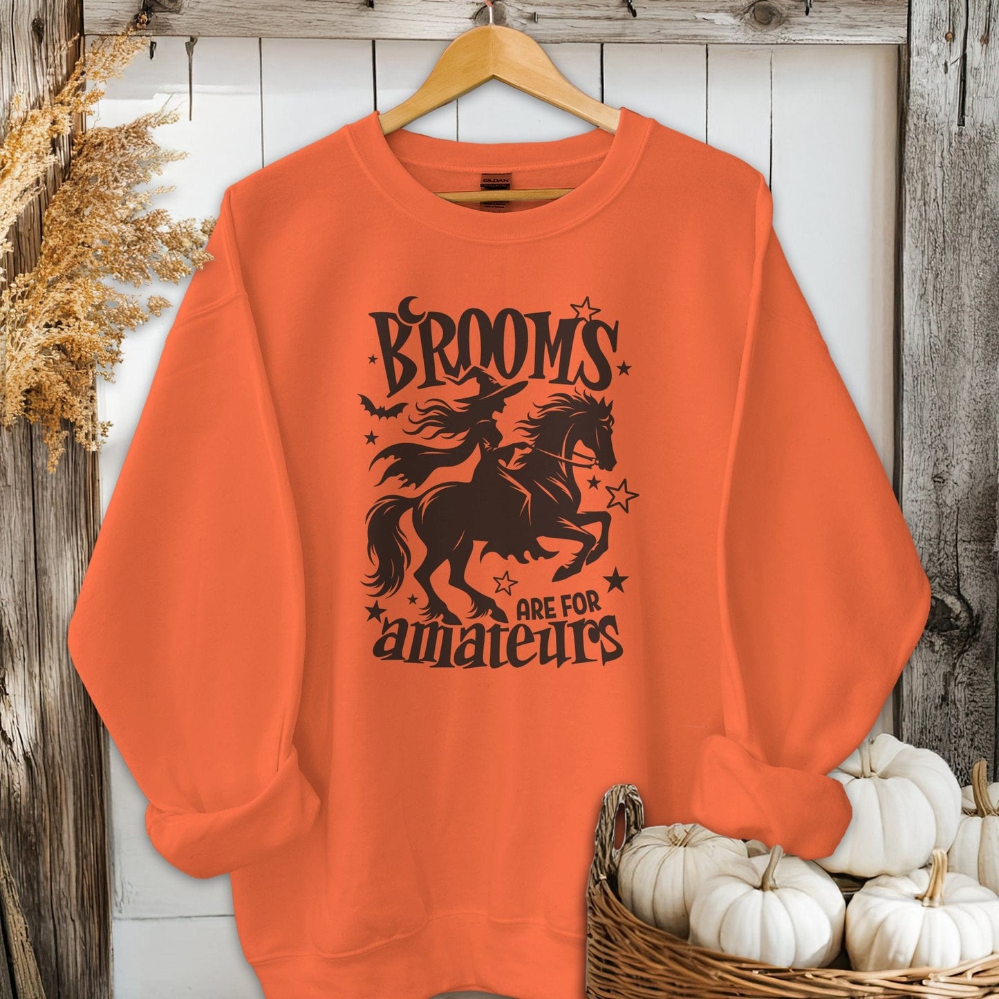 Holiday Shirt Adult Sweatshirt / S / Orange Brooms Are For Amateurs Halloween Shirt