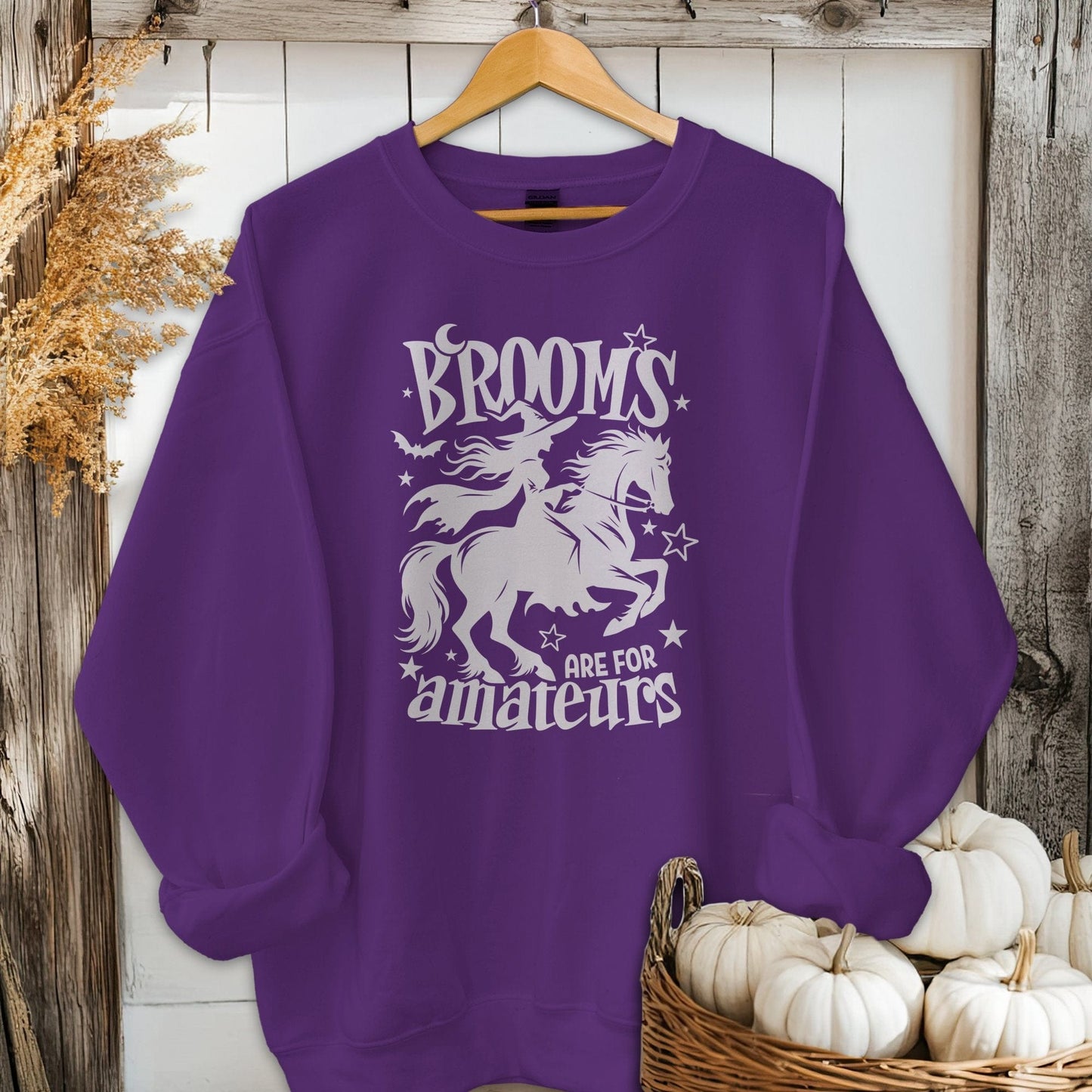 Holiday Shirt Adult Sweatshirt / S / Purple Brooms Are For Amateurs Halloween Shirt