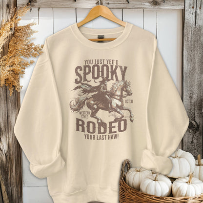 Holiday Shirt Adult Sweatshirt / S / Sand Spooky Rodeo Halloween Shirt