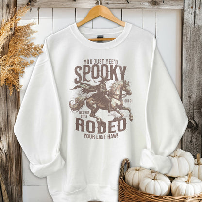 Holiday Shirt Adult Sweatshirt / S / White Spooky Rodeo Halloween Shirt