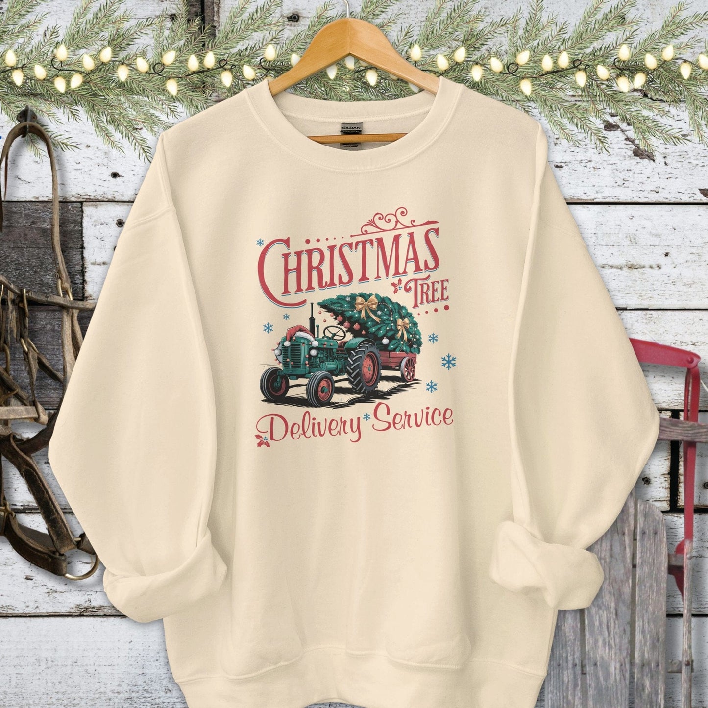 Holiday Shirt Adult Sweatshirt / Sand / S Christmas Tree Delivery Shirt