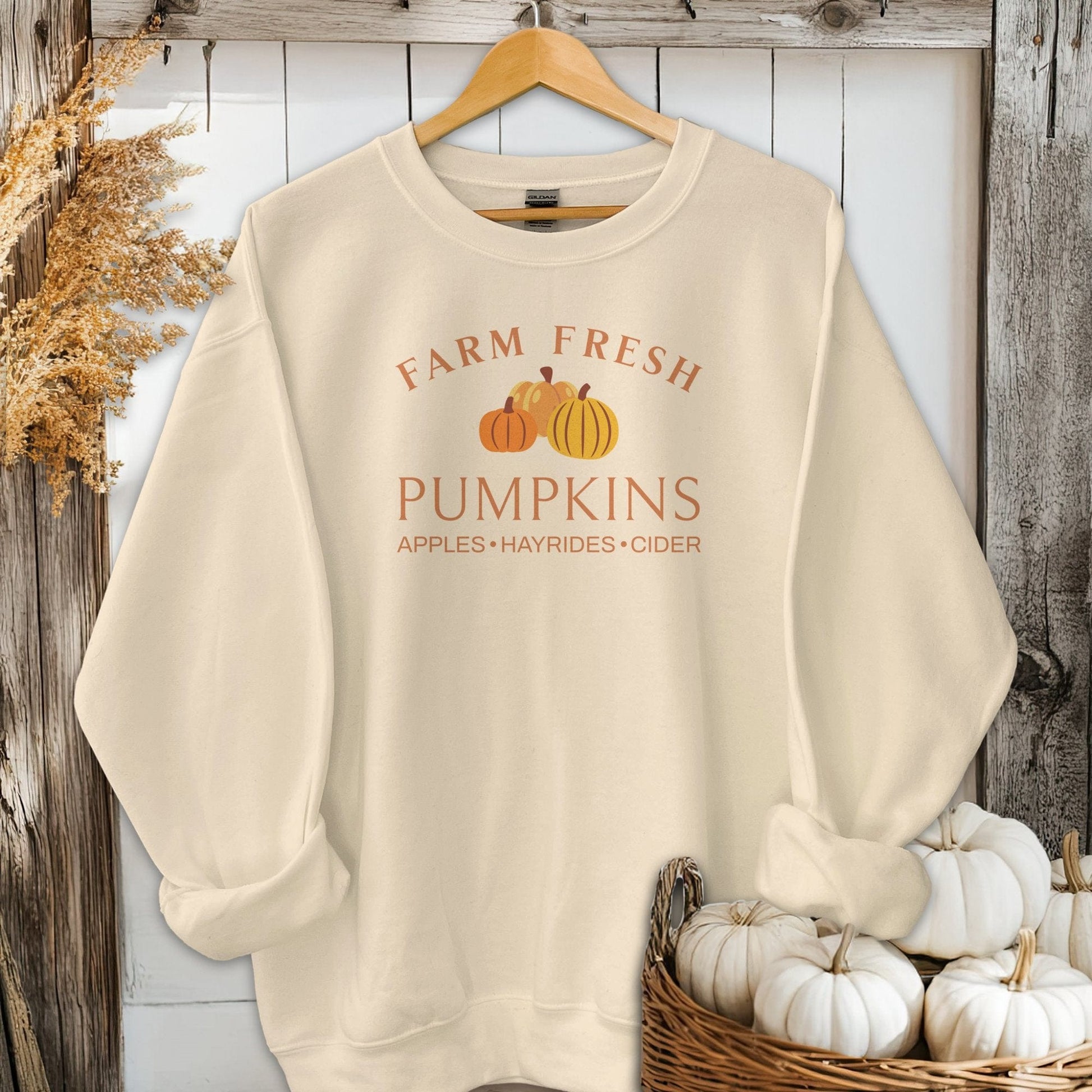 Holiday Shirt Adult Sweatshirt / Sand / S Farm Fresh Pumpkins Fall Shirt