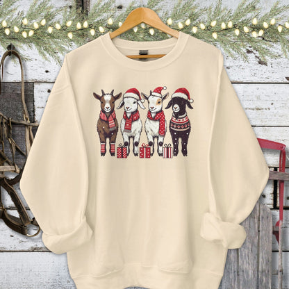 Holiday Shirt Adult Sweatshirt / Sand / S Festive Goats Shirt