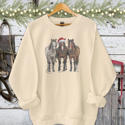 Holiday Shirt Adult Sweatshirt / Sand / S Festive Horses Shirt