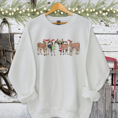 Holiday Shirt Adult Sweatshirt / Sport Grey / S Festive Cows Shirt