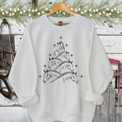 Holiday Shirt Adult Sweatshirt / Sport Grey / S Horse Art Christmas Shirt