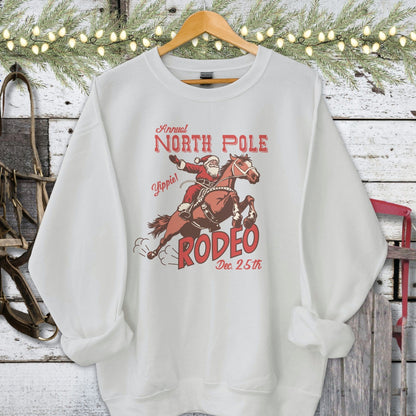 Holiday Shirt Adult Sweatshirt / Sport Grey / S North Pole Rodeo Shirt