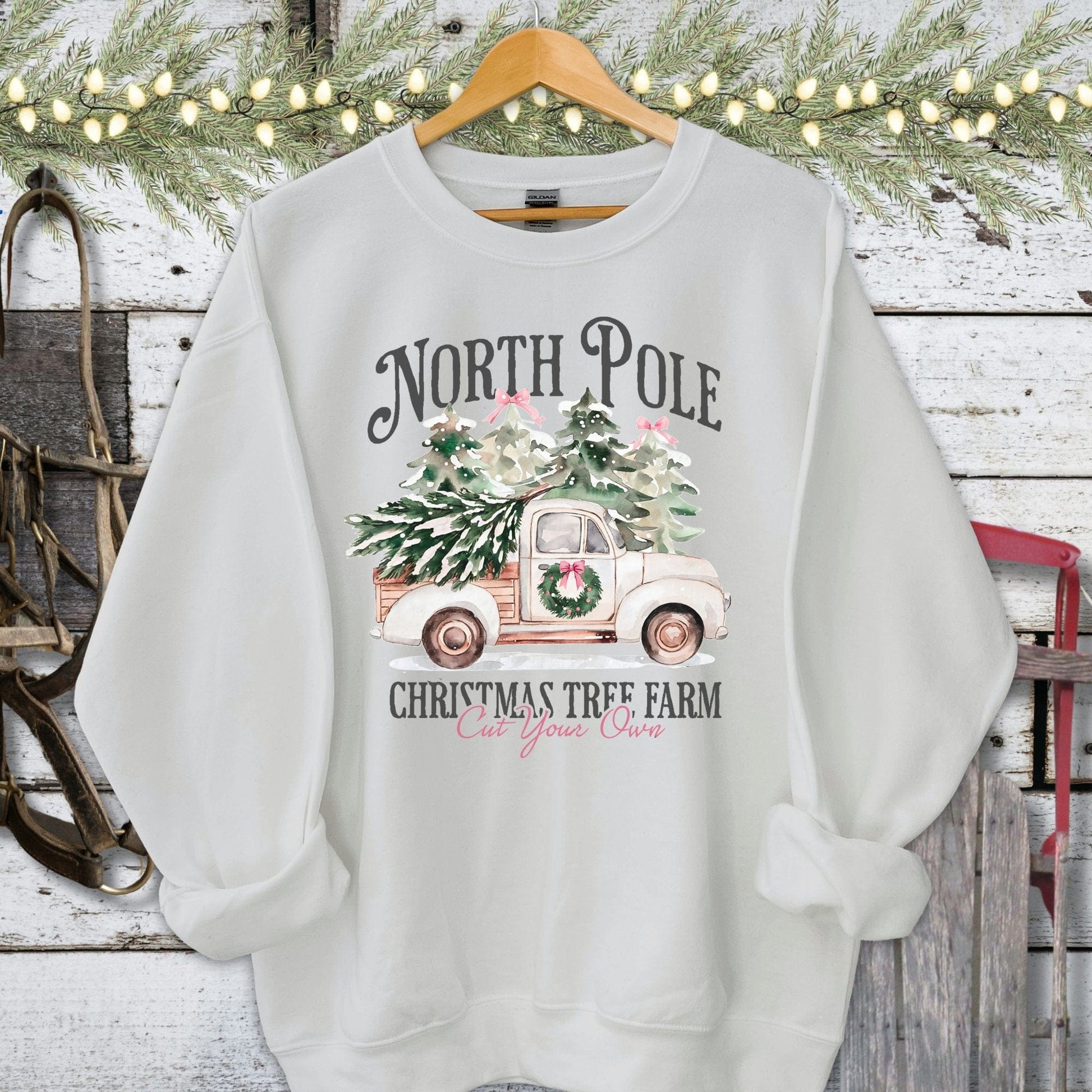 Holiday Shirt Adult Sweatshirt / Sport Grey / S North Pole Tree Farm Shirt