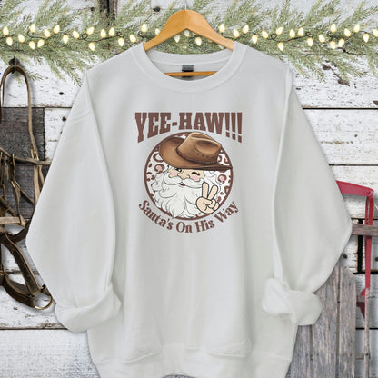 Holiday Shirt Adult Sweatshirt / Sport Grey / S Yee-Haw Santa Shirt