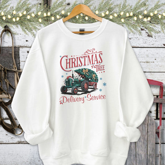 Holiday Shirt Adult Sweatshirt / White / S Christmas Tree Delivery Shirt