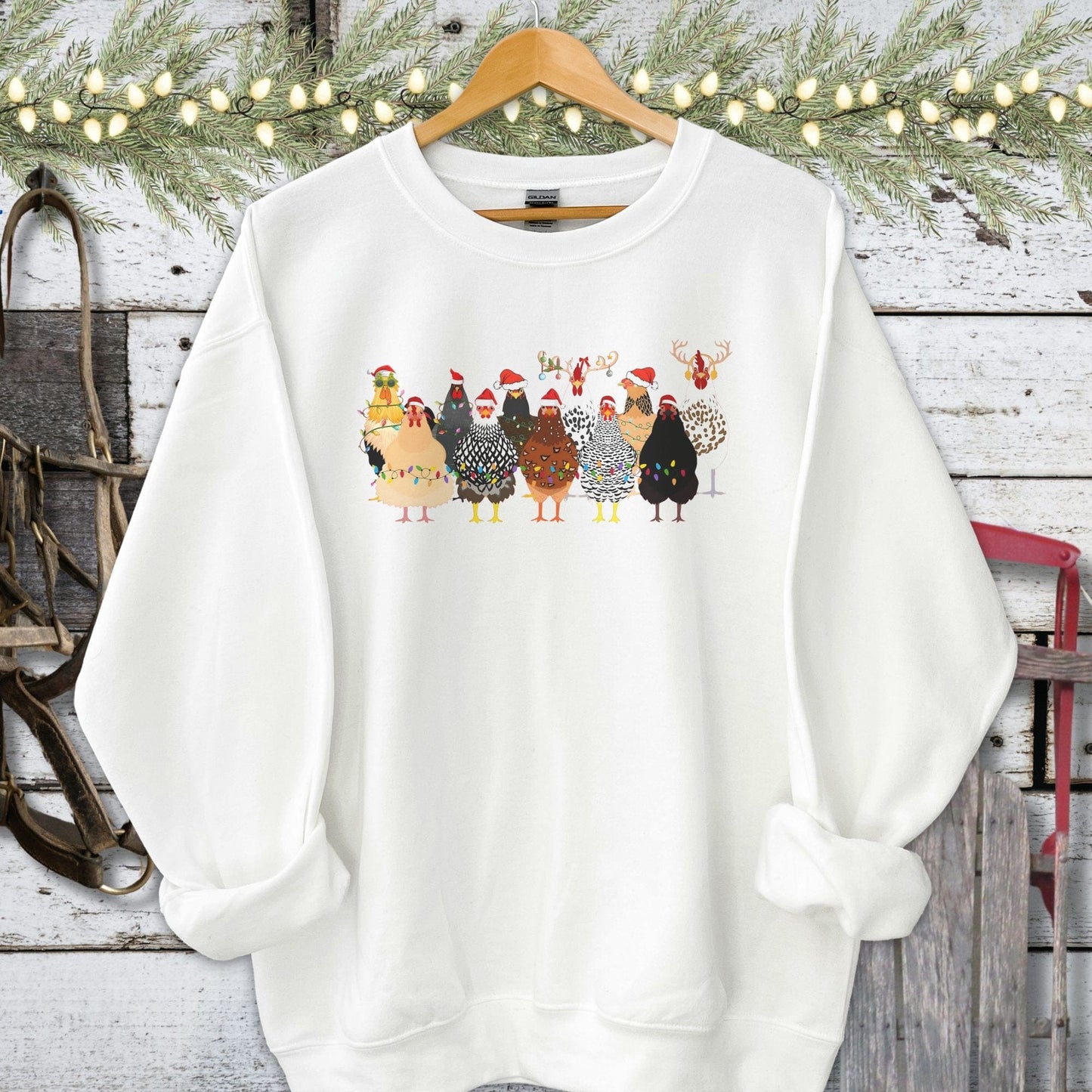 Holiday Shirt Adult Sweatshirt / White / S Festive Chickens Shirt