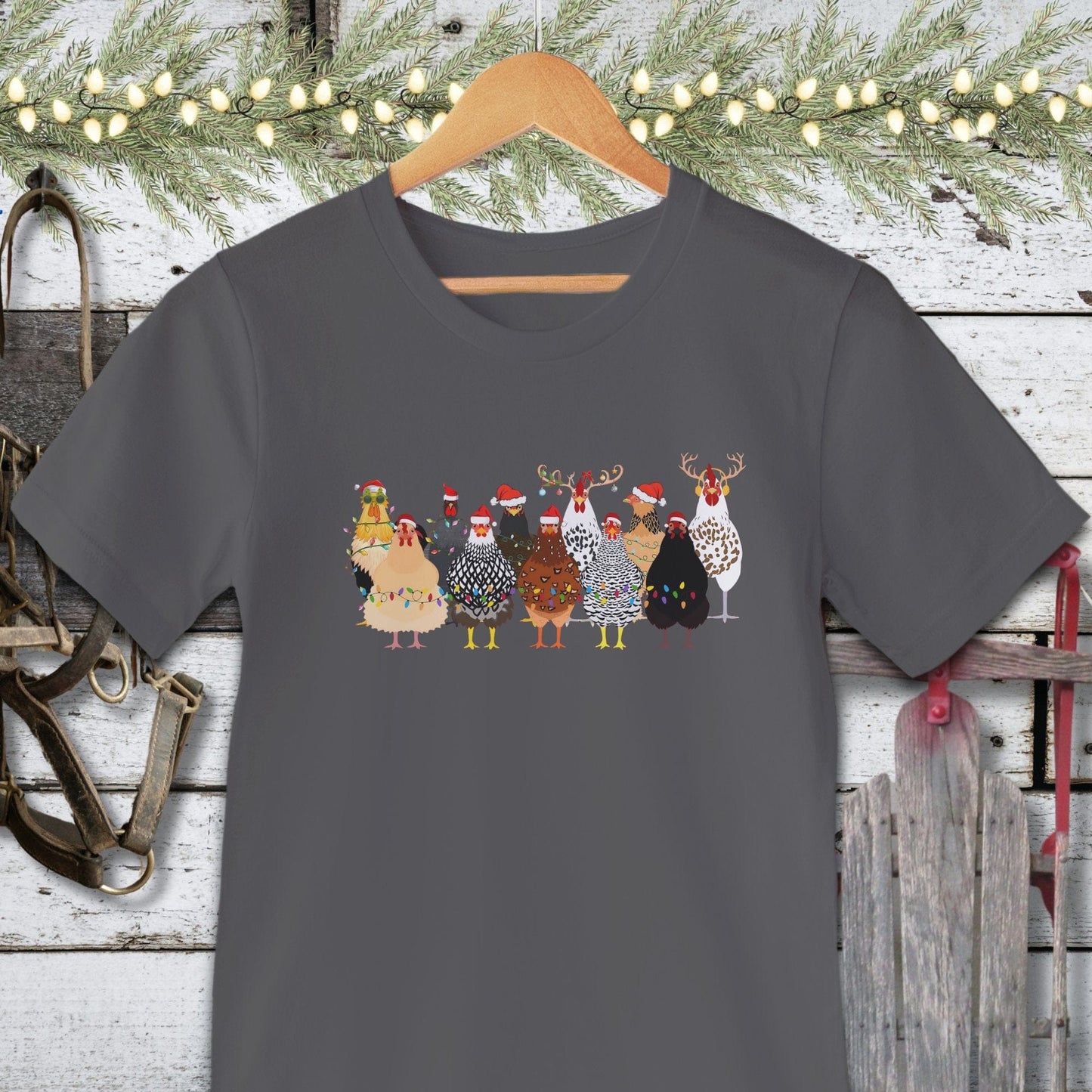 Holiday Shirt Adult T-shirt / Asphalt / XS Festive Chickens Shirt