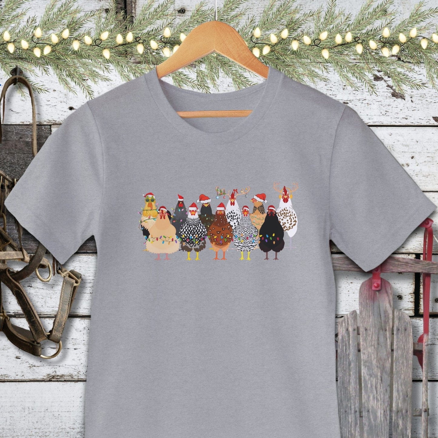 Holiday Shirt Adult T-shirt / Athletic Heather / XS Festive Chickens Shirt