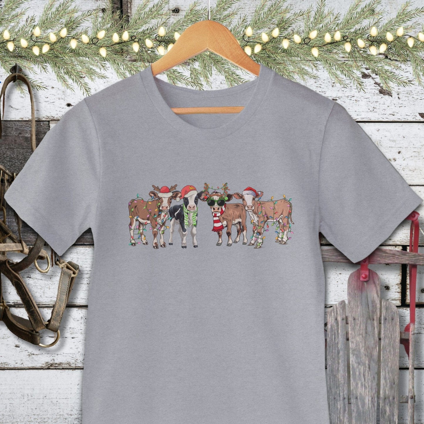 Holiday Shirt Adult T-shirt / Athletic Heather / XS Festive Cows Shirt