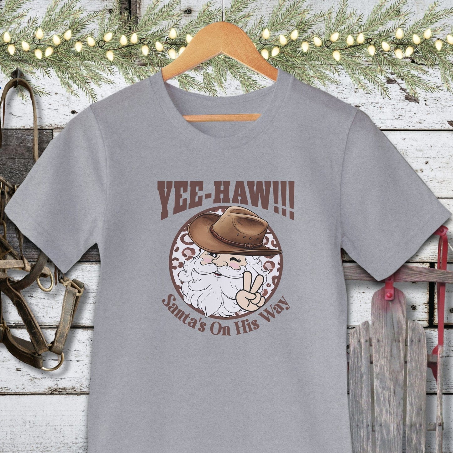 Holiday Shirt Adult T-shirt / Athletic Heather / XS Yee-Haw Santa Shirt