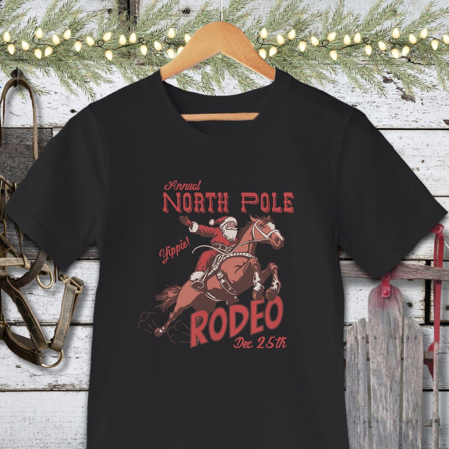 Holiday Shirt Adult T-shirt / Black / XS North Pole Rodeo Shirt