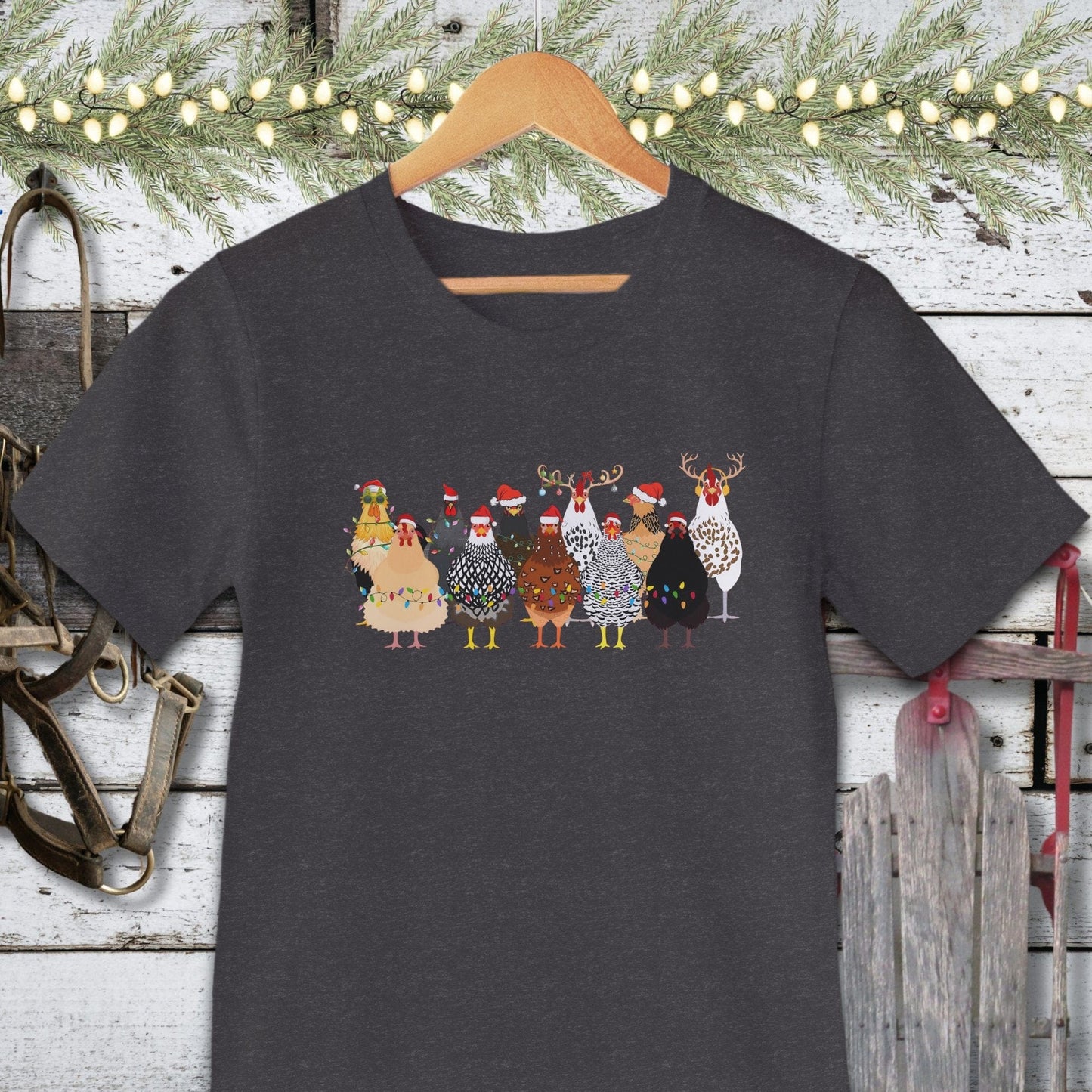 Holiday Shirt Adult T-shirt / Dark Grey Heather / XS Festive Chickens Shirt