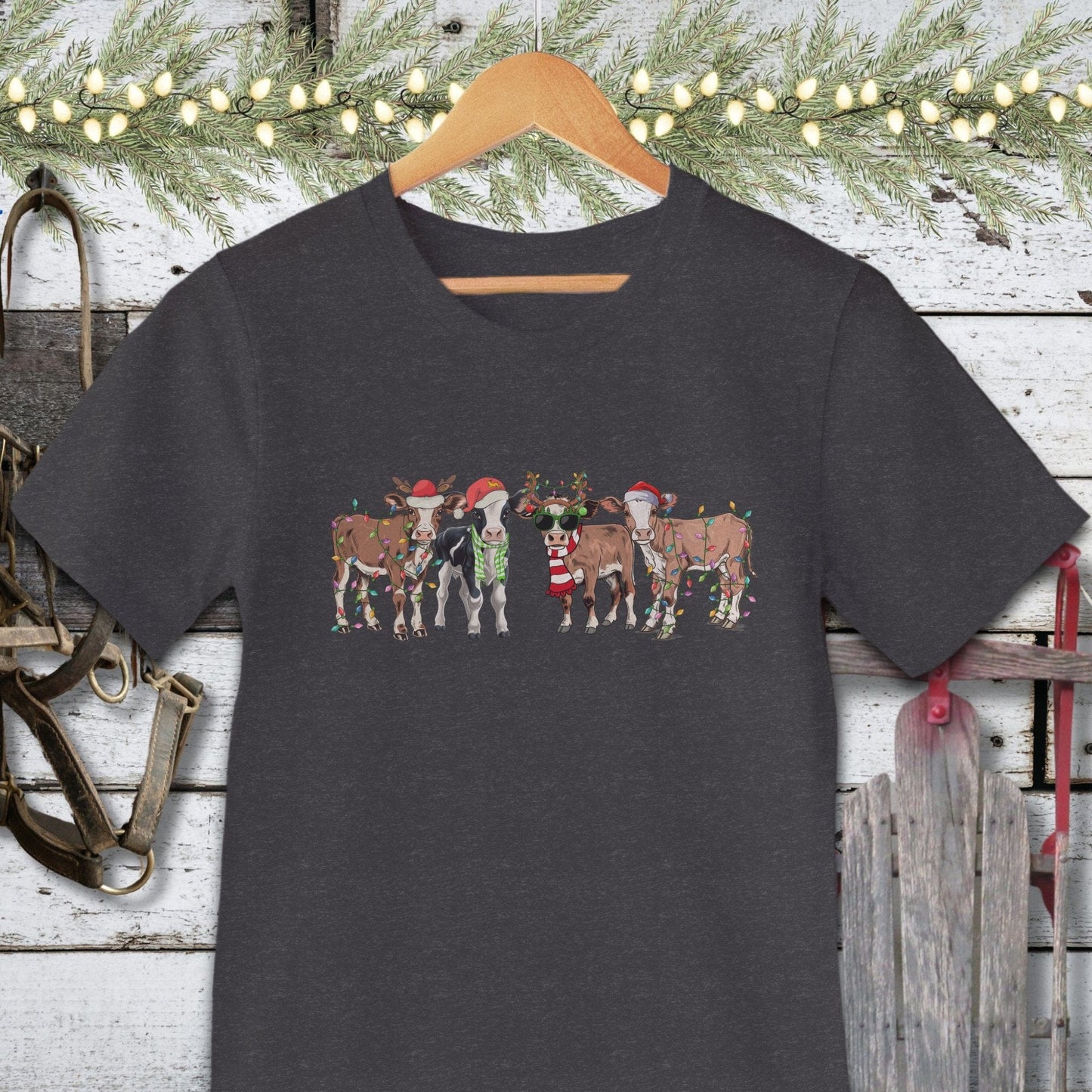 Holiday Shirt Adult T-shirt / Dark Grey Heather / XS Festive Cows Shirt