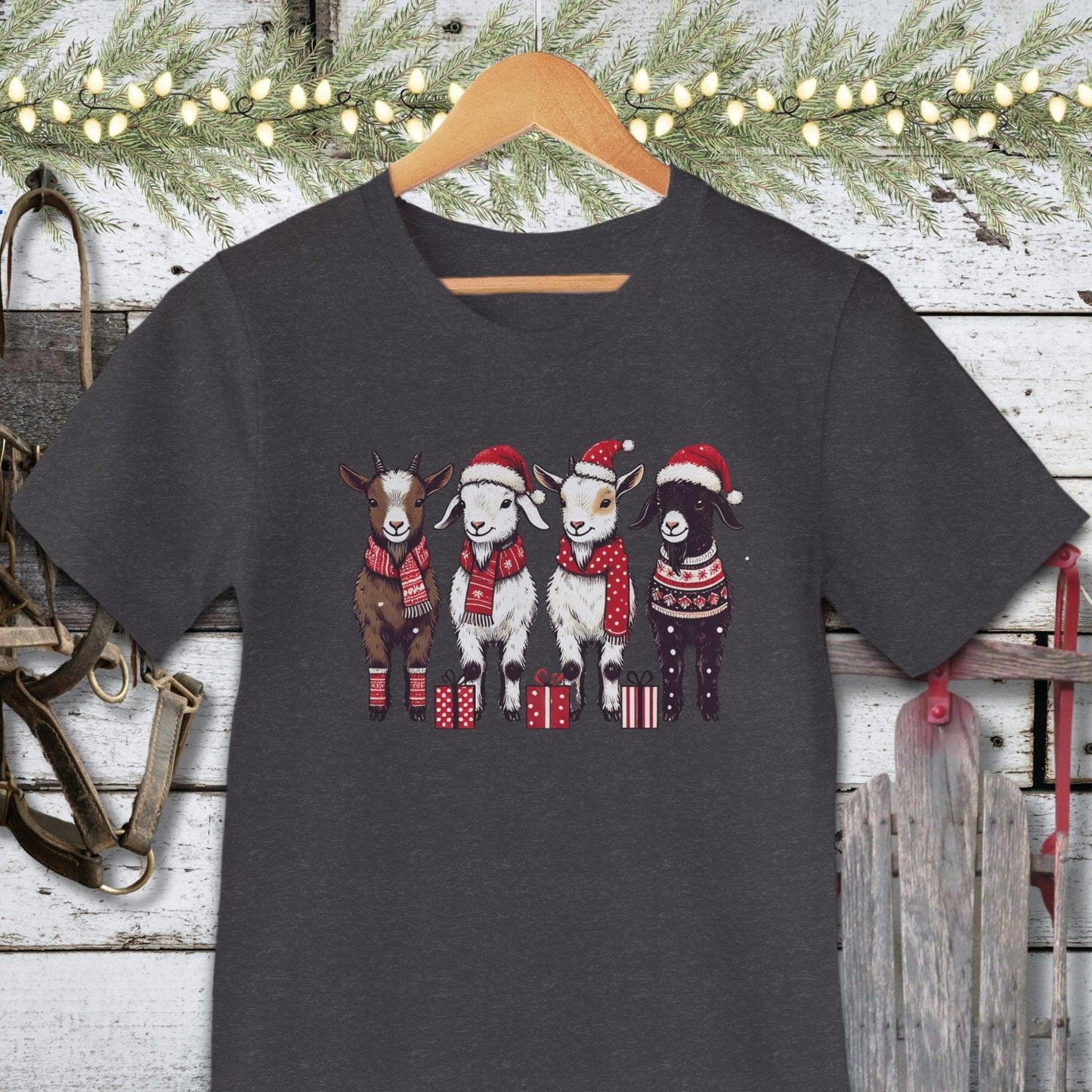 Holiday Shirt Adult T-shirt / Dark Grey Heather / XS Festive Goats Shirt