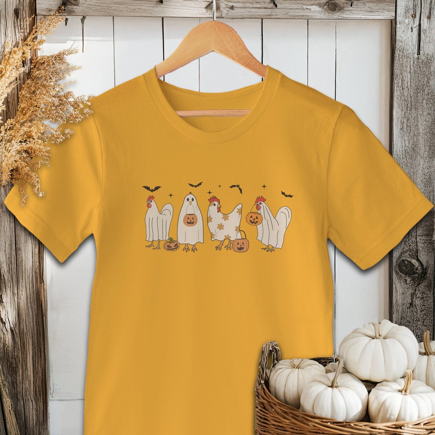 Holiday Shirt Adult T-shirt / Gold / XS Ghostly Chickens Halloween Shirt