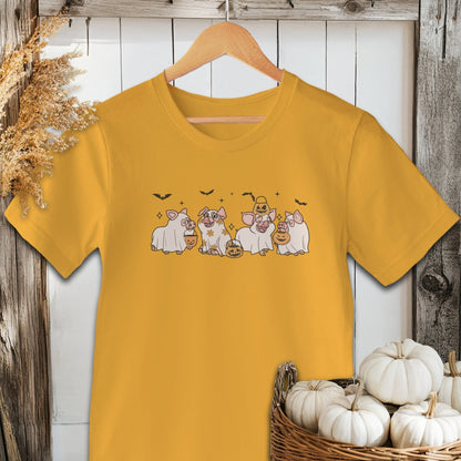 Holiday Shirt Adult T-shirt / Gold / XS Ghostly Pigs Halloween Shirt