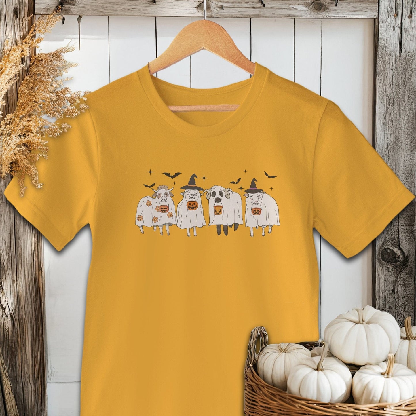 Holiday Shirt Adult T-shirt / Gold / XS Ghostly Sheep Halloween Shirt