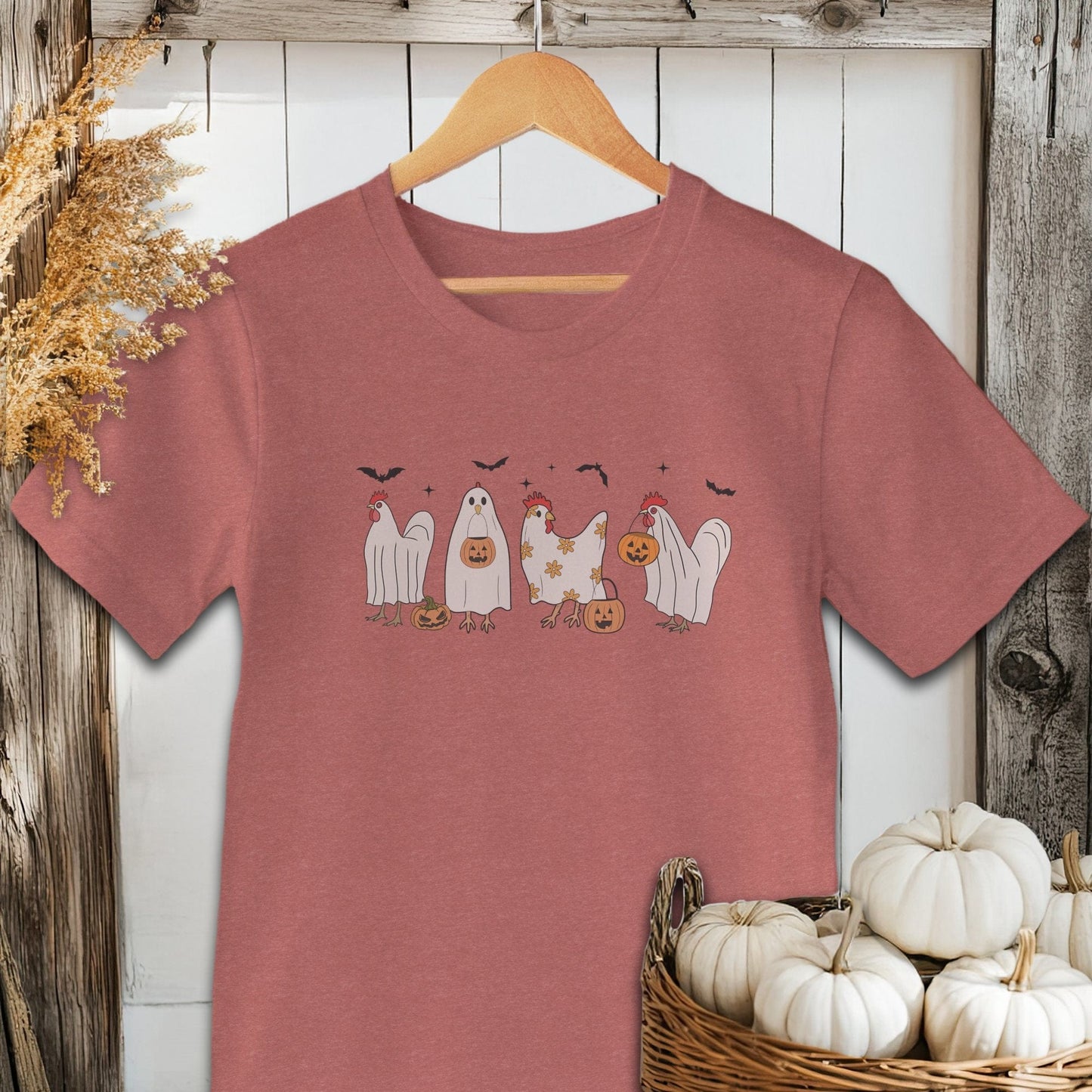 Holiday Shirt Adult T-shirt / Heather Clay / XS Ghostly Chickens Halloween Shirt