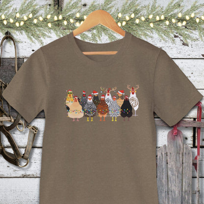 Holiday Shirt Adult T-shirt / Heather Olive / XS Festive Chickens Shirt