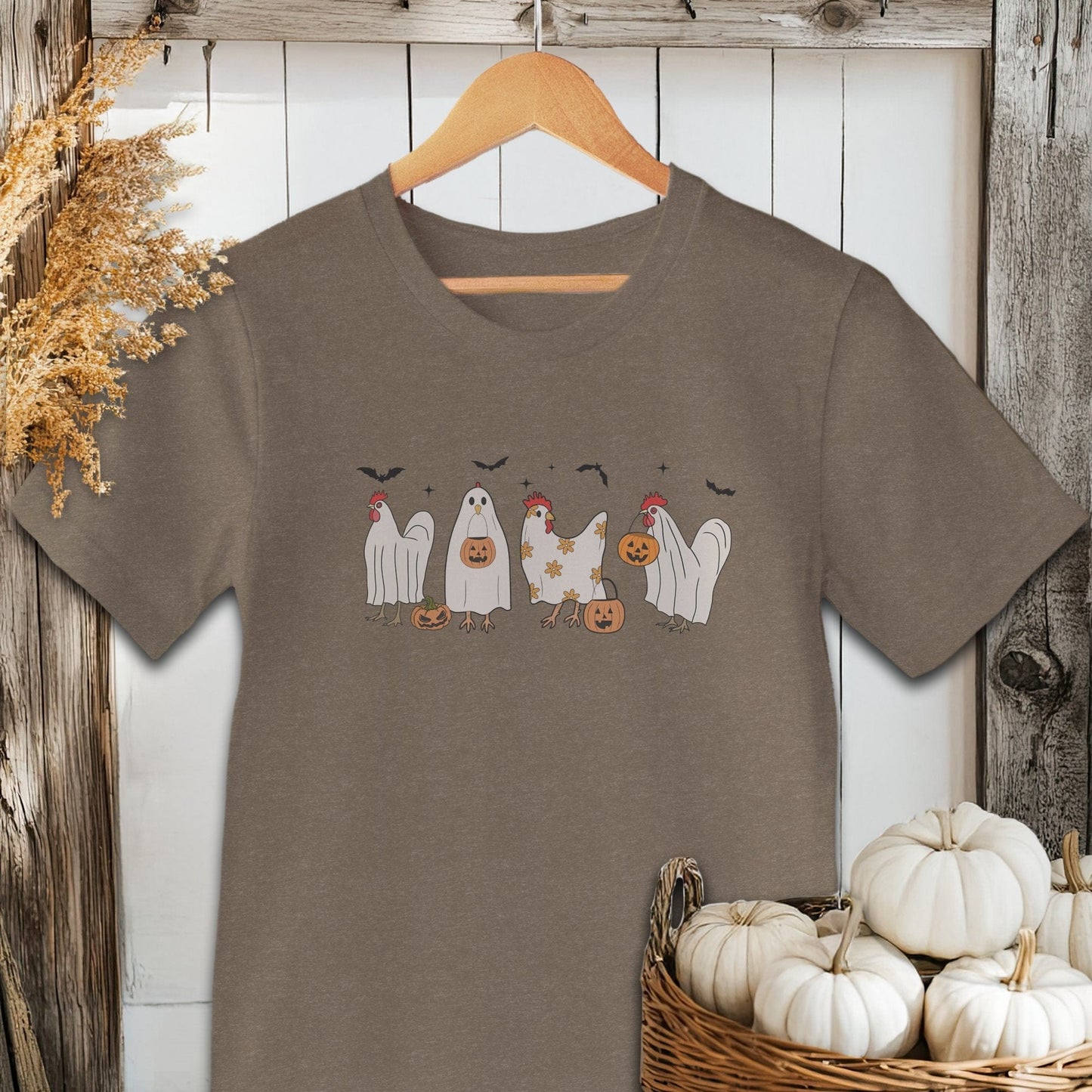 Holiday Shirt Adult T-shirt / Heather Olive / XS Ghostly Chickens Halloween Shirt