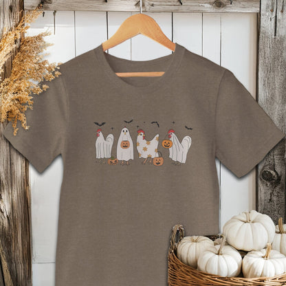 Holiday Shirt Adult T-shirt / Heather Olive / XS Ghostly Chickens Halloween Shirt