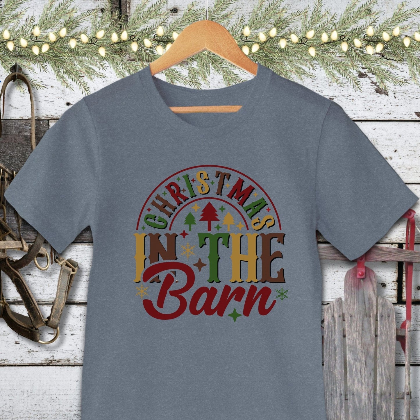 Holiday Shirt Adult T-shirt / Heather Slate / XS Christmas In The Barn Shirt