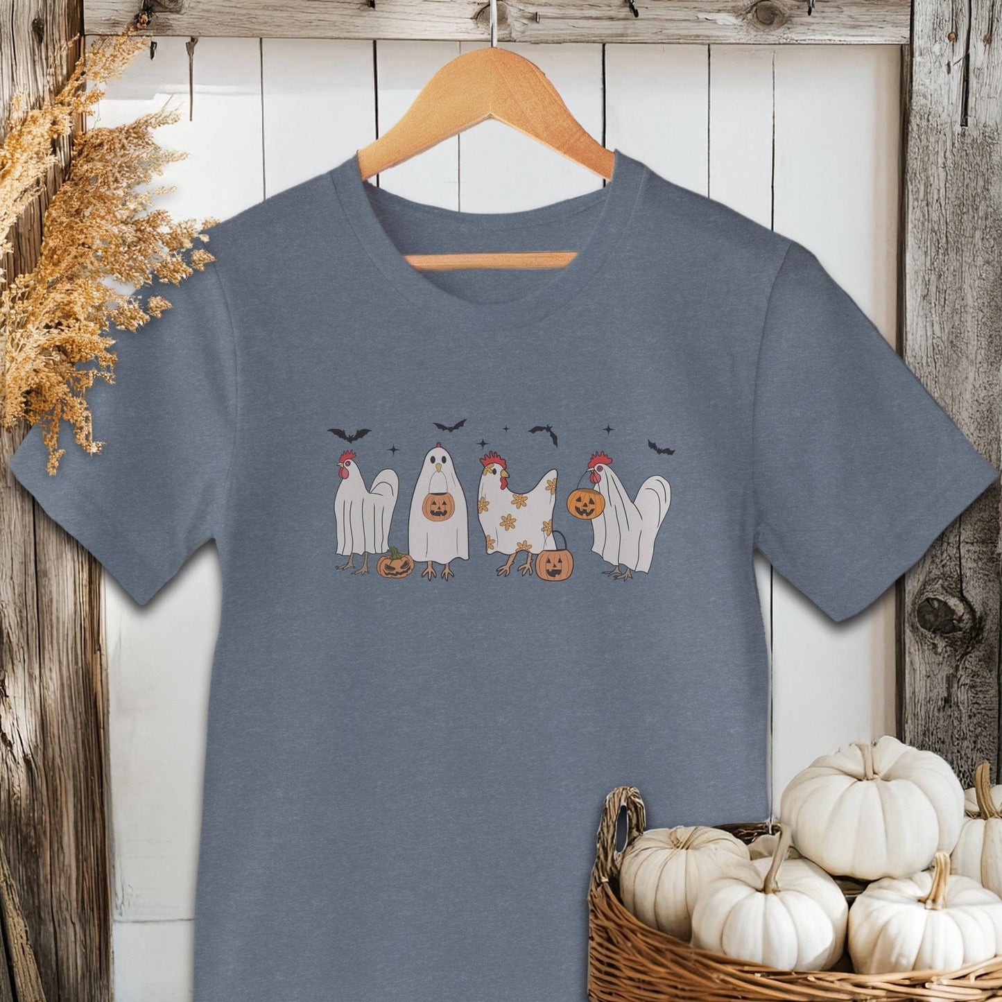 Holiday Shirt Adult T-shirt / Heather Slate / XS Ghostly Chickens Halloween Shirt